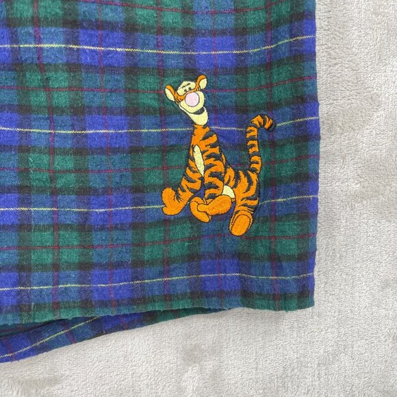 Vintage Pooh Disney Tigger Embroidered Plaid Flannel Sleep Shorts - Picture 2 of 11